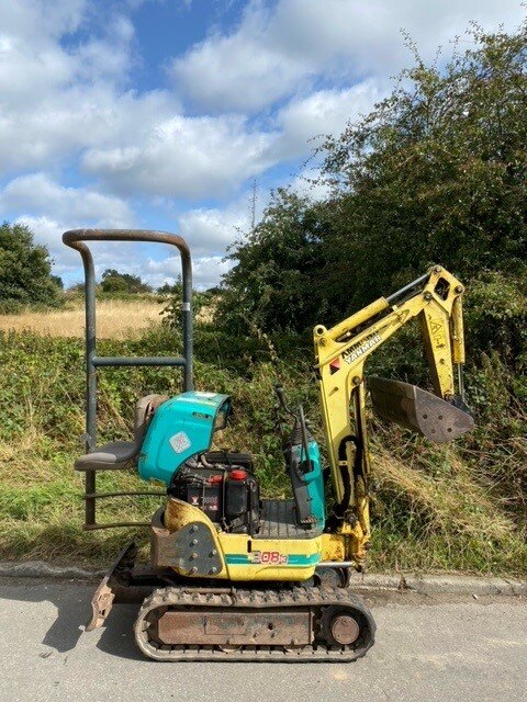 used-yanmar-b08-3-for-sale-side-on-bonnet-open-with-bucket