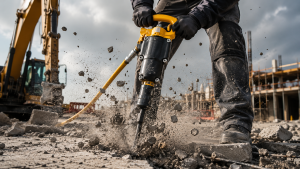 Atlas Copco DKR-36R Pneumatic Combi Hammer in use