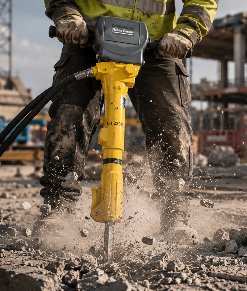Atlas Copco LH 230E Vibro-Reduced Hydraulic Breaker on construction site